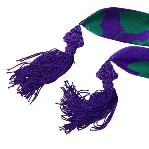 VICTORIA’S SECRET Size S Floral Vintage Yellow Label Purple Green Tassel Robe - Picture 4 of 11